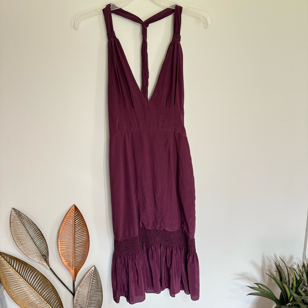 C8 Black‎ Halo Burgundy Silk Racer Back Women's Dress